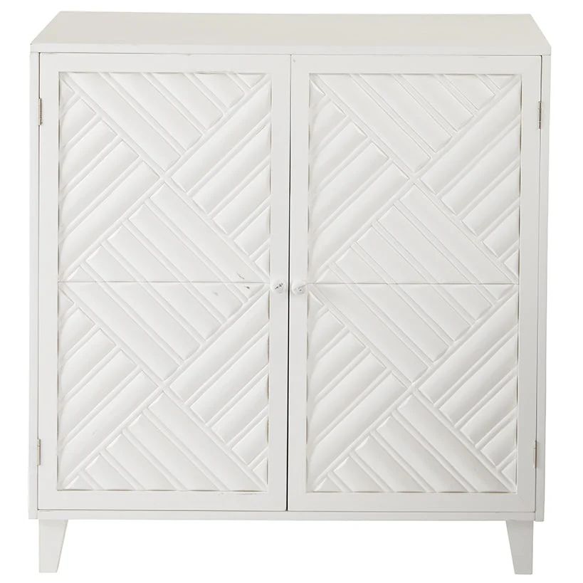 2-Door Gray Cabinet with Chevron Design - Image 4