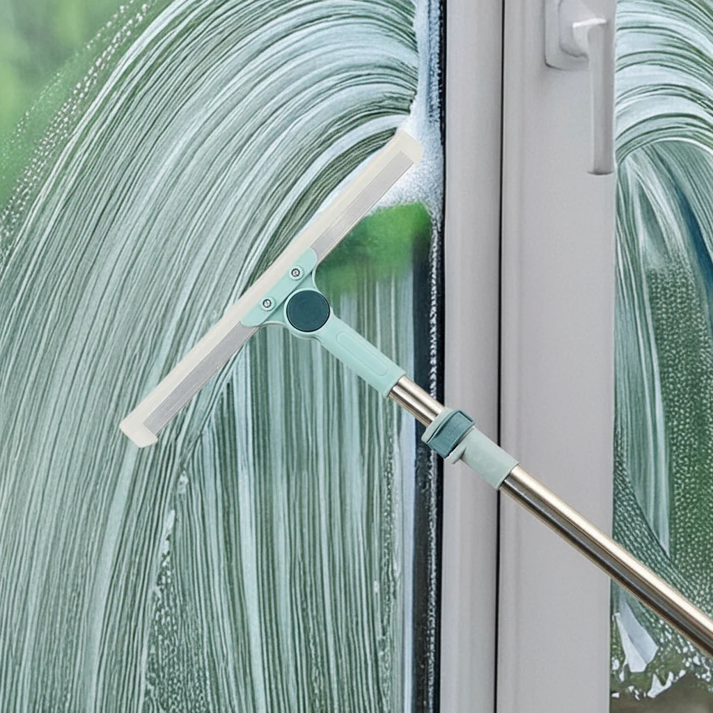 2-In-1 Window And Floor Squeegees 180 Degree With Telescoping Hand