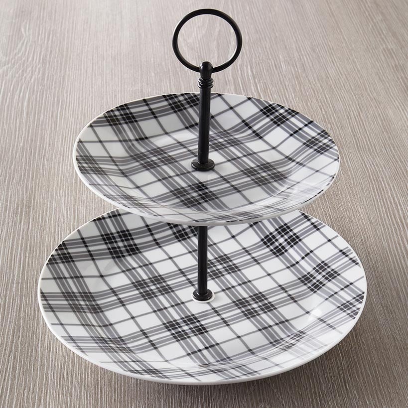 2-Tiered Plaid Tray