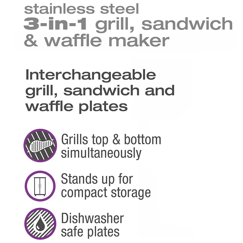 3-in-1 Grill, Sandwich & Waffle Maker - Image 9
