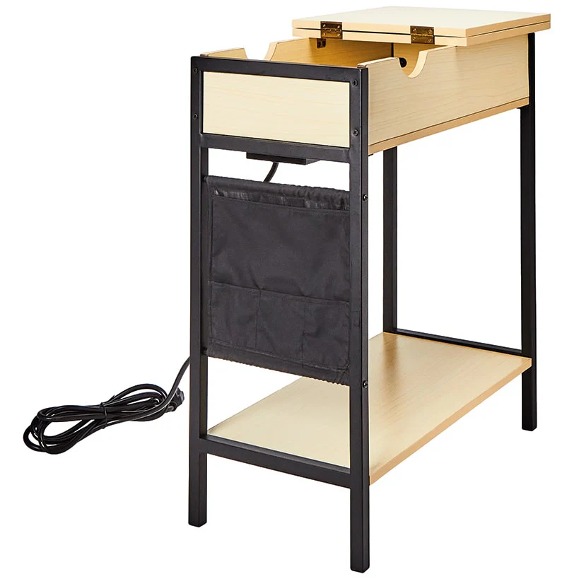 Accent Storage Side Table with Flip-Top and Charging Outlet - Image 3