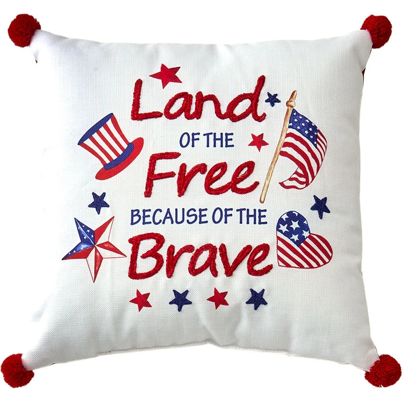 Americana Embroidered Accent Pillow - Image 6