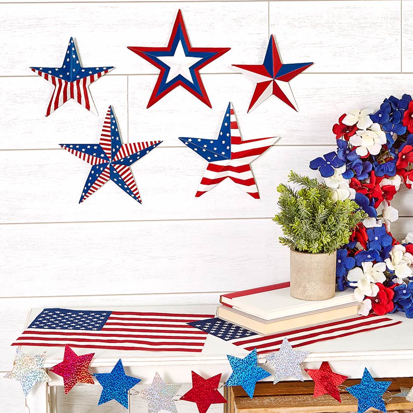 Americana Stars and Stripes Decor Set of 5 Stars