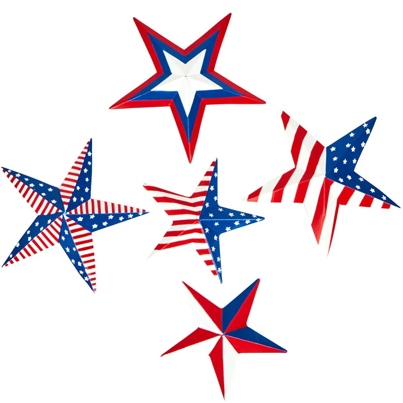 Americana Stars and Stripes Decor Set of 5 Stars - Image 2