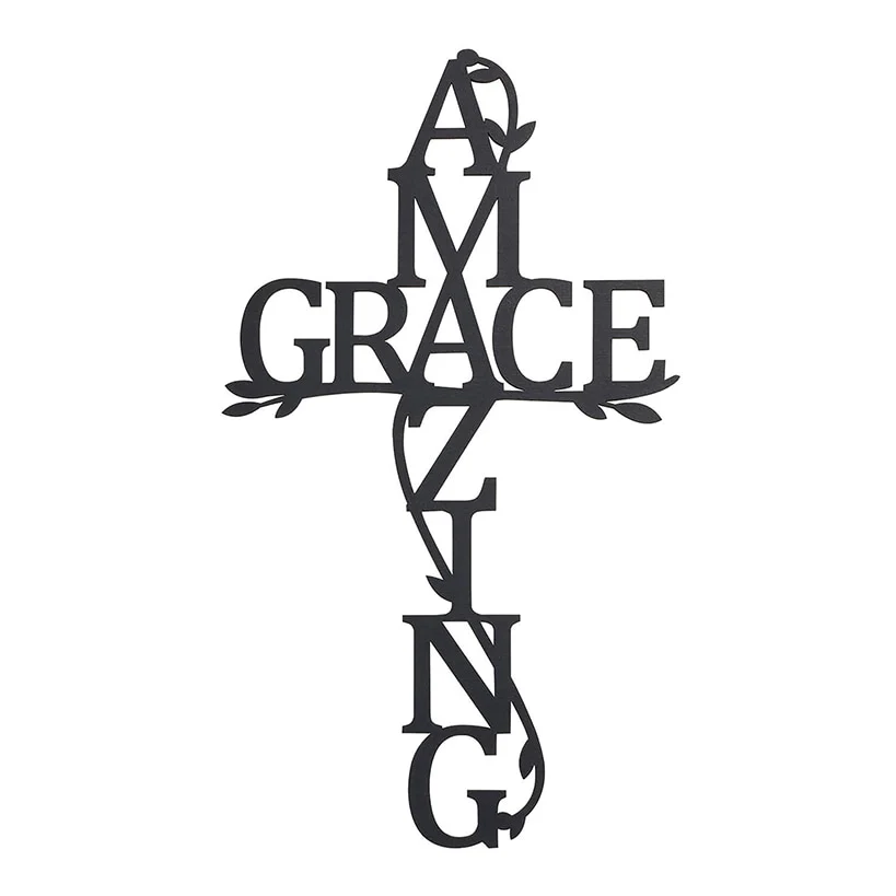 Amazing Grace Wood Cross Plaque - Image 4