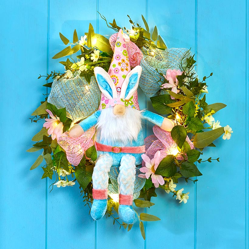 Animated Kicking Easter Gnome Wreath - Image 2