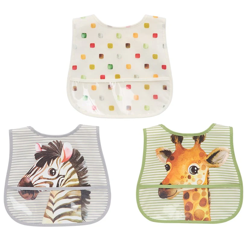 Baby Food-Catching Colorful Bibs - Set of 3 - Image 3