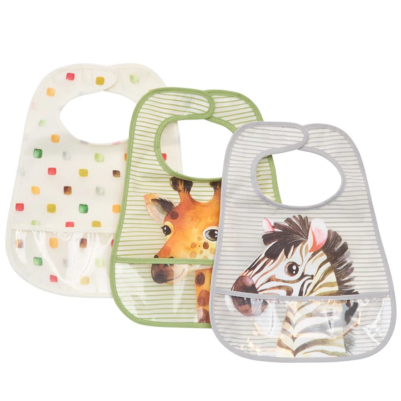 Baby Food-Catching Colorful Bibs - Set of 3 - Image 5