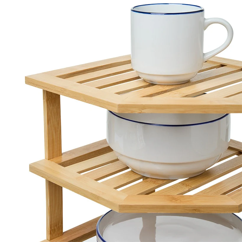 Bamboo Kitchen Counter Corner Shelf - 3-Tier - Image 3
