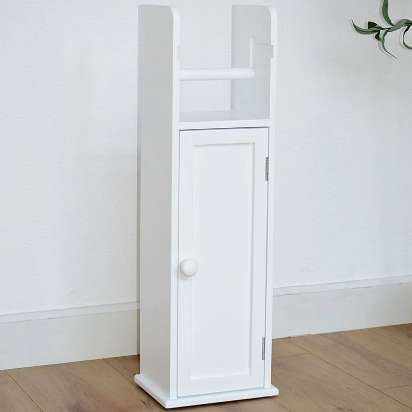 Bathroom Storage Unit with Cupboard and Toilet Paper Dispenser - Image 3