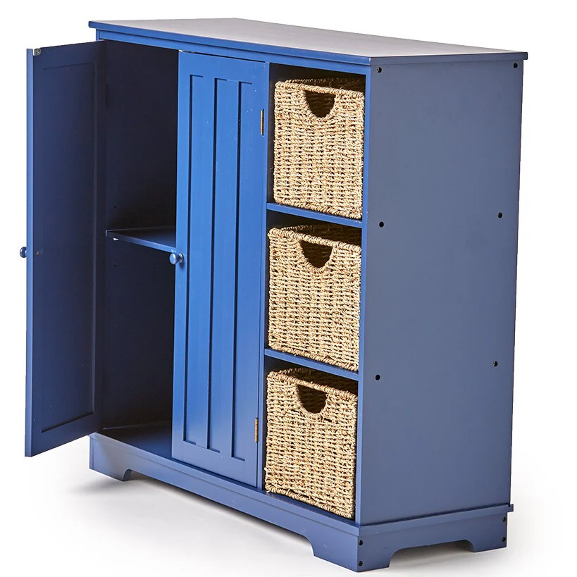 Beadboard Wooden Cabinet with 3 Storage Shelves and Cupboard - Image 19