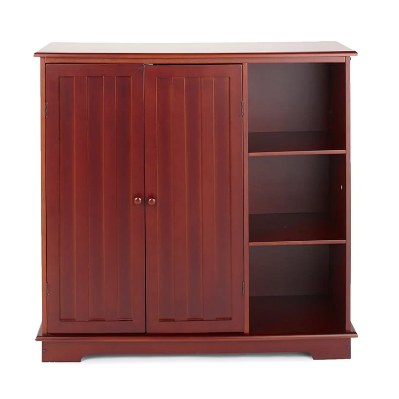 Beadboard Wooden Cabinet with 3 Storage Shelves and Cupboard - Image 25