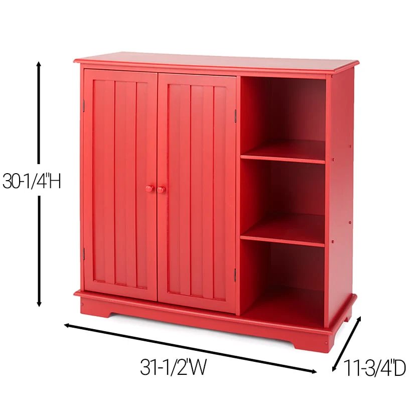 Beadboard Wooden Cabinet with 3 Storage Shelves and Cupboard - Image 6