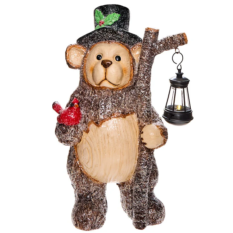 Bear Statue with Solar Lantern - Image 3