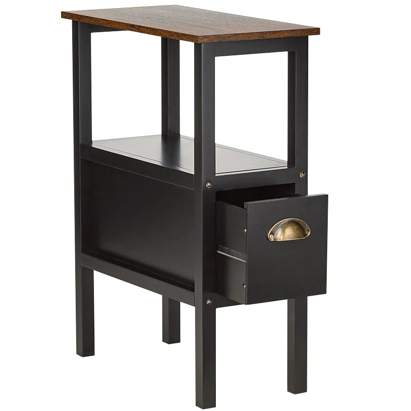 Black Accent Side Table with Dual Drawers - 24"H - Image 4