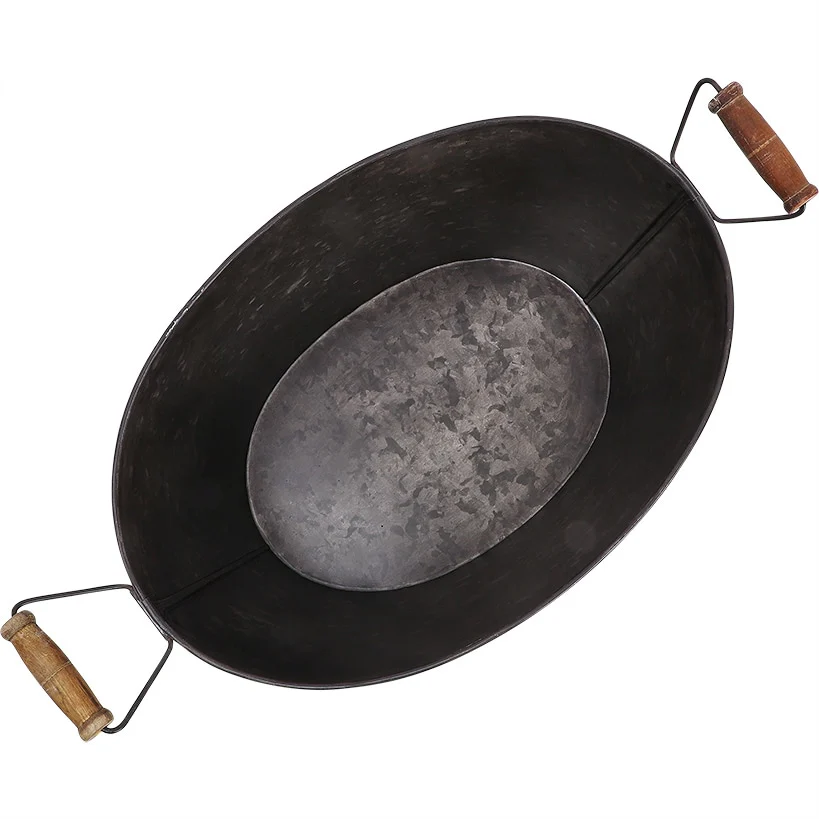 Black Metal Galvanized Ice Bucket Cooler - Image 3