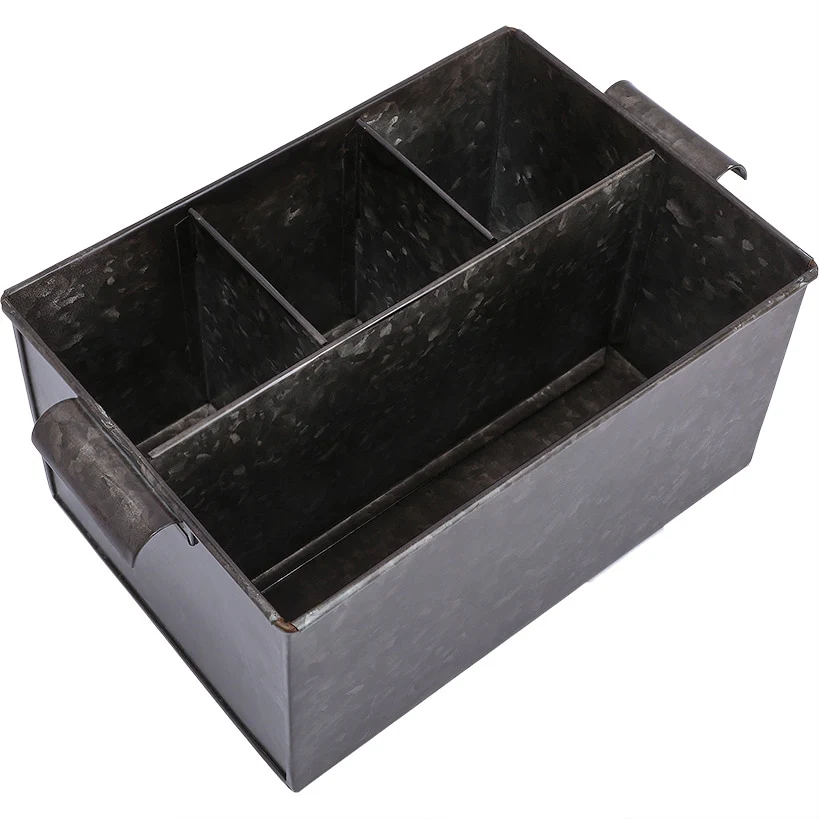 Black Metal Galvanized Utensil Caddy - Image 3