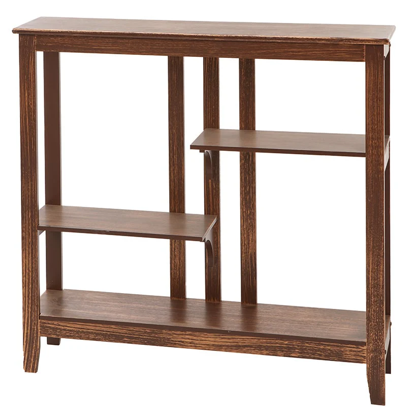 Brushed Metallic Console Table with Display Shelves 31.4"W x 29.8"H - Image 3