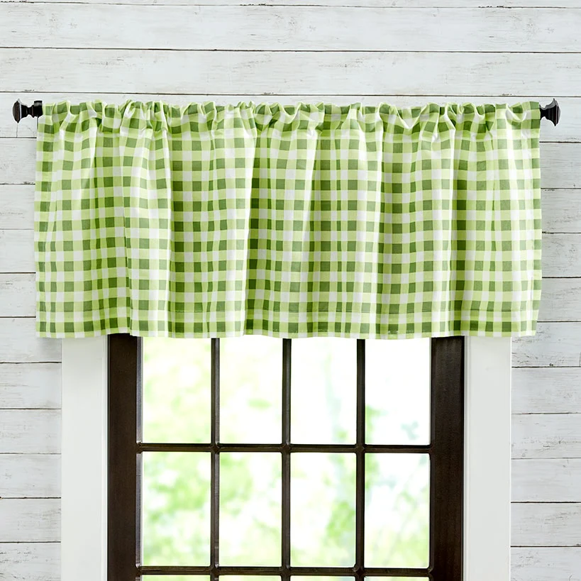 Buffalo Plaid Green Valance or Daffodil Shower Hooks Set of 12 - Image 2