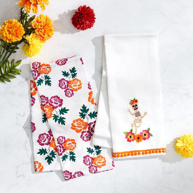 Butterfly and Skeletons Embroidered Kitchen Towels, Set of 2 - Image 3