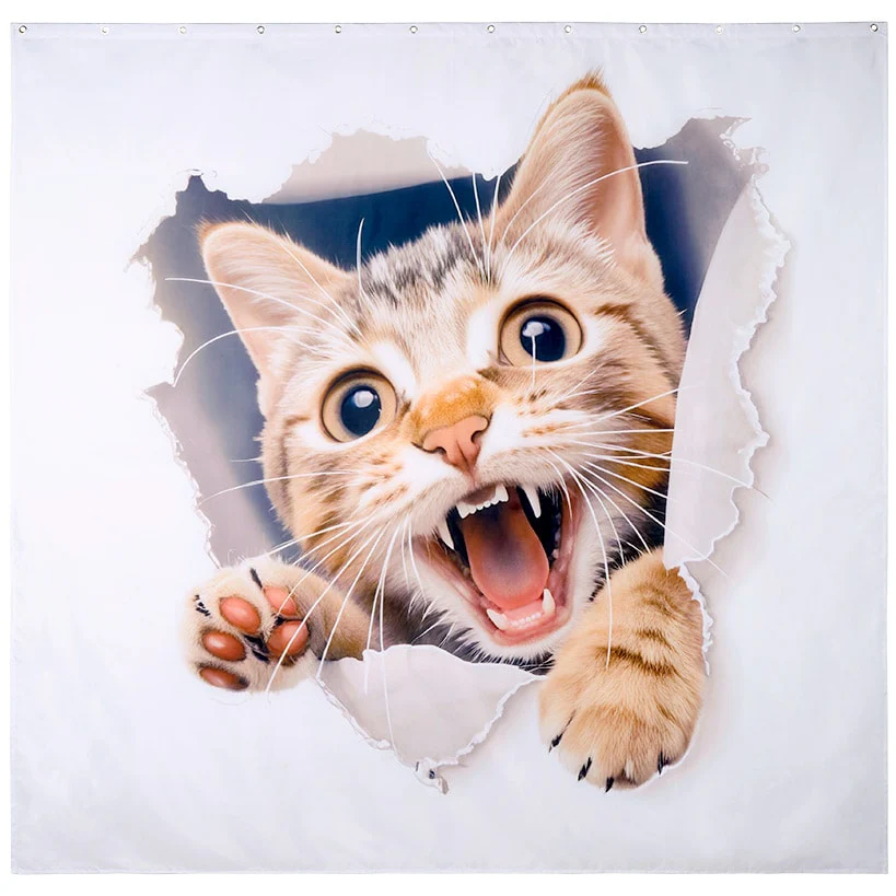 Cat Memory Foam Bath Rugs and Shower Curtain 16 Pc Set - Image 2