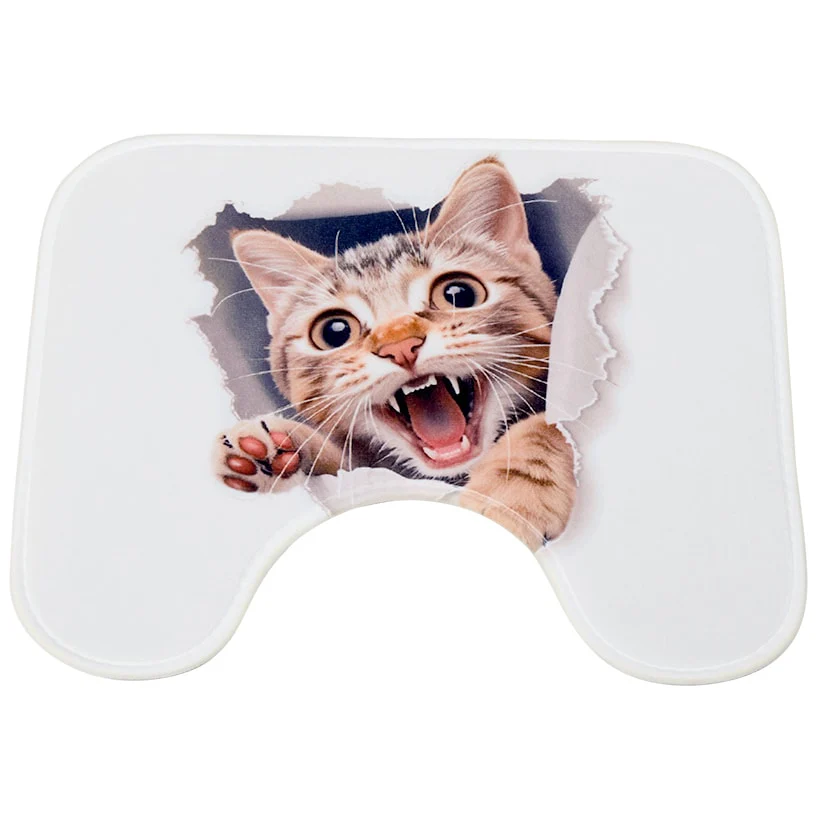 Cat Memory Foam Bath Rugs and Shower Curtain 16 Pc Set - Image 3