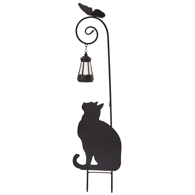 Cat Silhouette Stake With Solar Lantern - Image 3