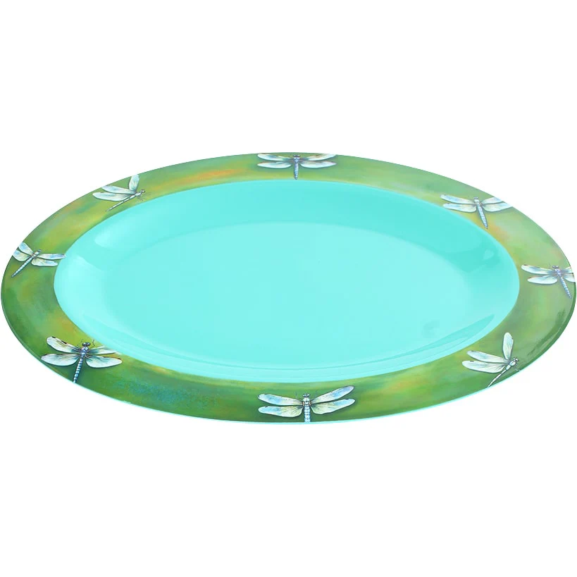 Charming Green Dragonfly Serving Platter in Melamine - Image 2