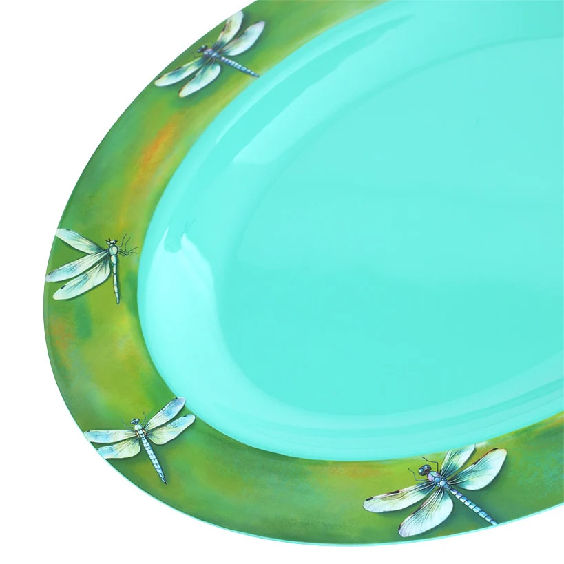 Charming Green Dragonfly Serving Platter in Melamine - Image 4