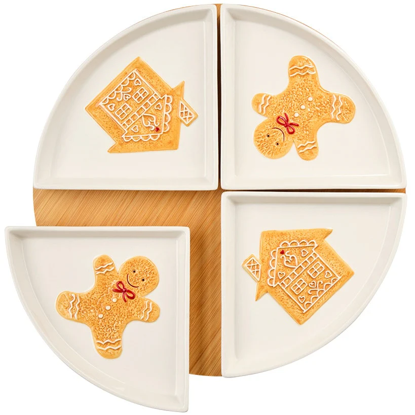 Christmas Gingerbread Lazy Susan with Removable Dishes - Image 3