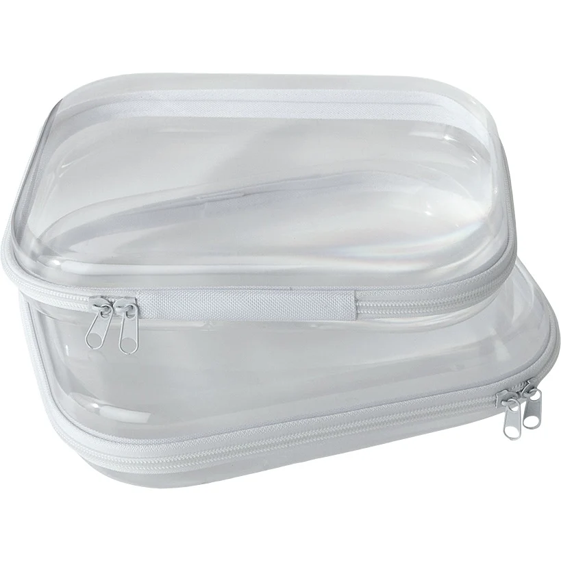 Clear Hard Plastic Zipper Container for Travel - 2-Pk. - Image 4