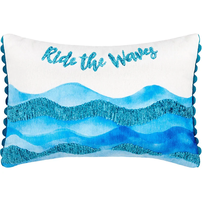 Coastal Inspired Embroidered Decorative Pillow - Image 5