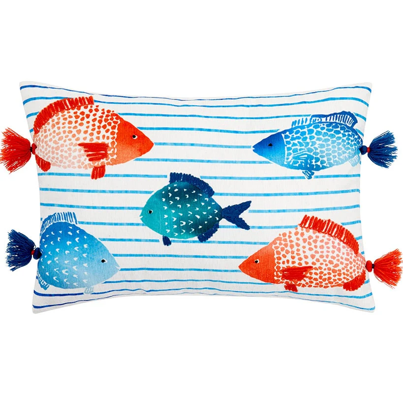 Coastal Inspired Embroidered Decorative Pillow - Image 7
