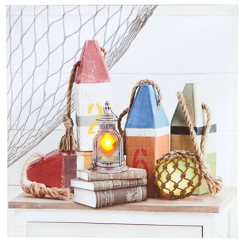 Coastal Lighted Canvas Wall Art - Buoys, Candle, or Coastal - Image 5