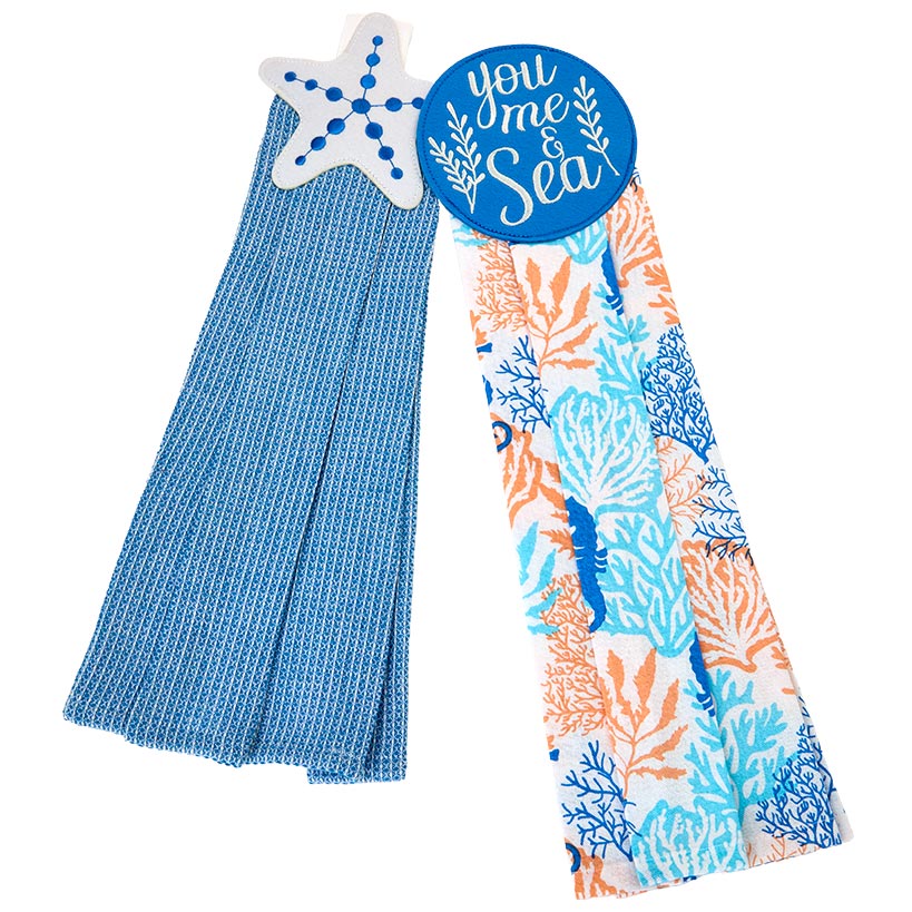 Coastal Themed Kitchen Embroidered Tie Towels, Set of 2 - Image 5