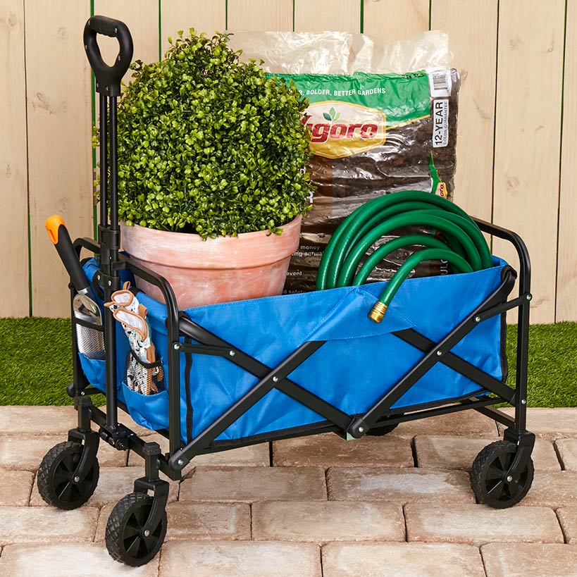 Collapsible Folding Wagon - Large Compartment and 2 Mesh Pockets - Image 4