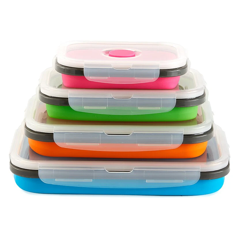 Collapsible Locking Lid Food Storage System Rectangle 8 pc Set - Image 3