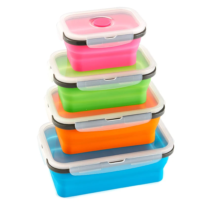 Collapsible Locking Lid Food Storage System Rectangle 8 pc Set - Image 6