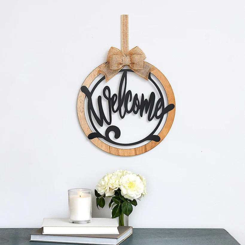 Country Monogram or Welcome Wall Hanging With Bow - Image 2