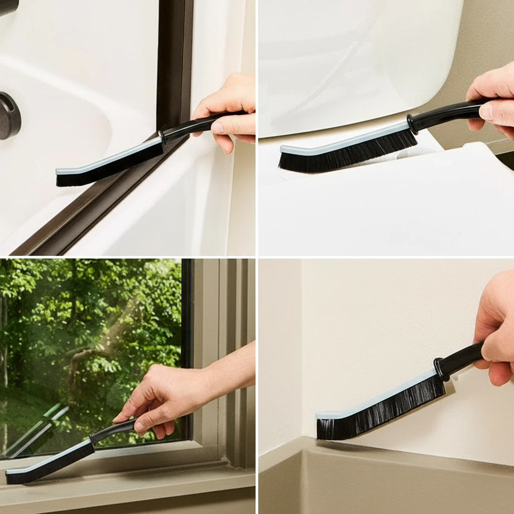 Dead Corner Gap Cleaning Brush, Double Bristles and Ergonomic Handle