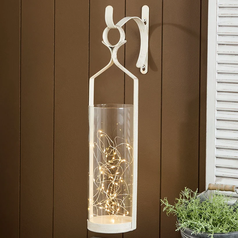 Decorative Wall Sconce With Fairy Lights - Black, Rustic Copper, or White - Image 3
