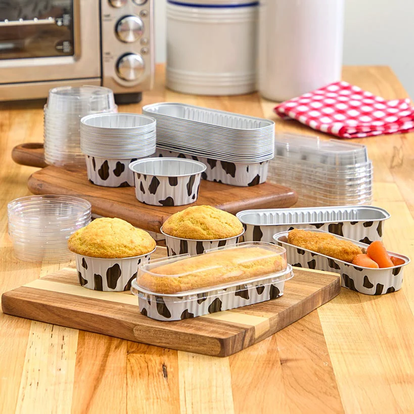 Disposable Cow Printed Round Mini Baking Tins - 25 Pack - Image 3