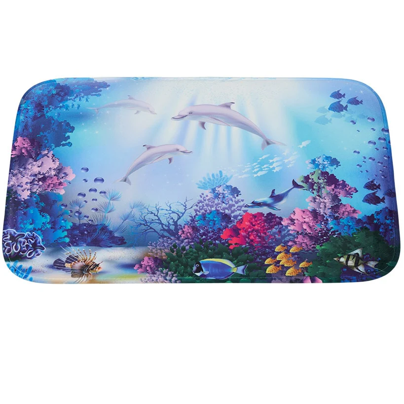 Dolphin Memory Foam Bath Rugs and Shower Curtain 16 Pc Set - Image 4