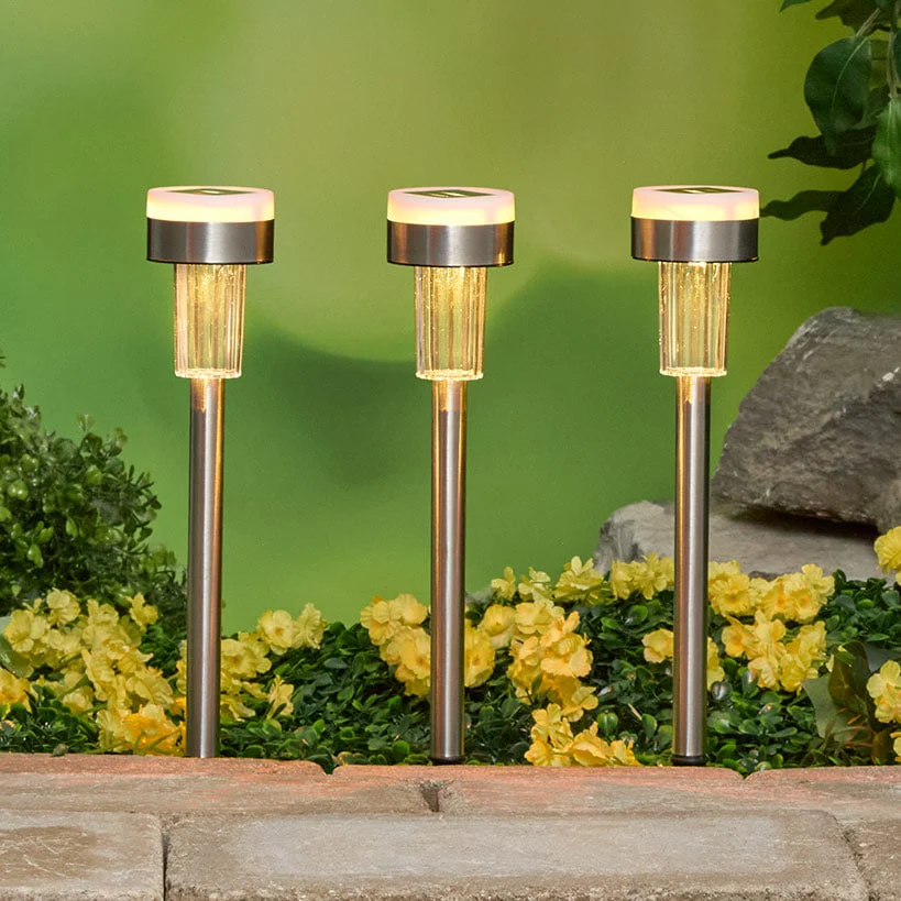 Dual-Lit Solar LED Garden Stakes - Set of 3 - Image 3