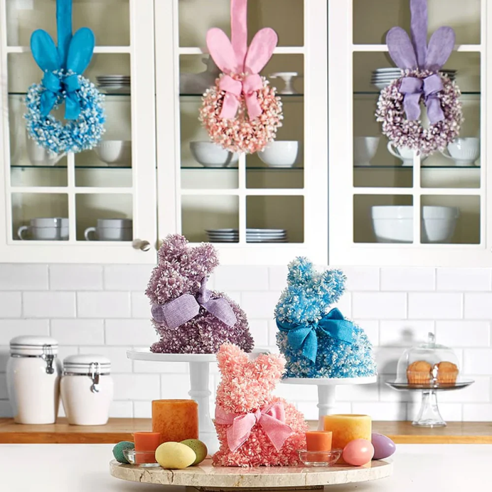 Easter Bunny Flower Figure - Blue, Pink, Or Purple