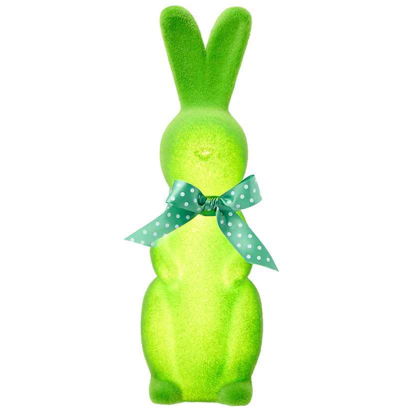 Easter Flocked Lighted Bunny Tabletop Décor - Green, Pink, Or Lavender - Image 6