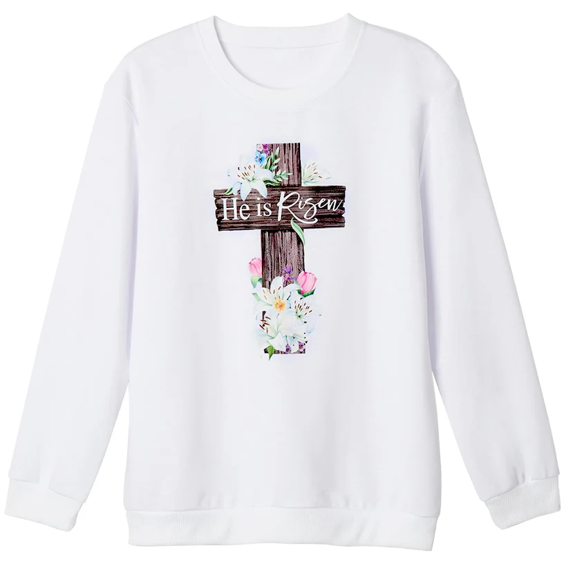 Easter He Is Risen Cross Sweatshirt - Image 2