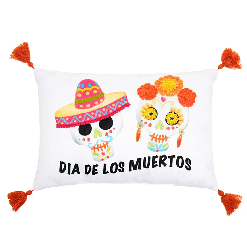 El Dia de Los Muertos Embroidered Decorative Pillow - Image 2