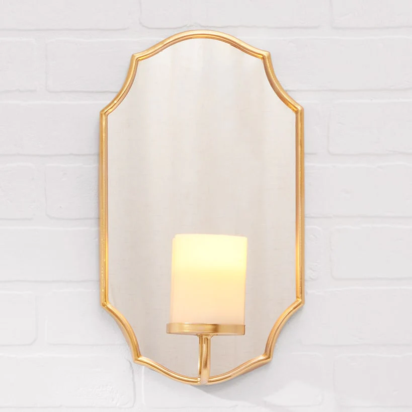 Elegant Mirror Wall Sconce With LED Candle - Black or Gold - Image 3