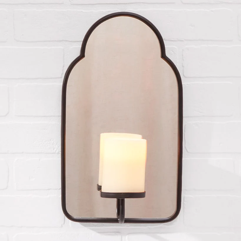 Elegant Mirror Wall Sconce With LED Candle - Black or Gold - Image 4